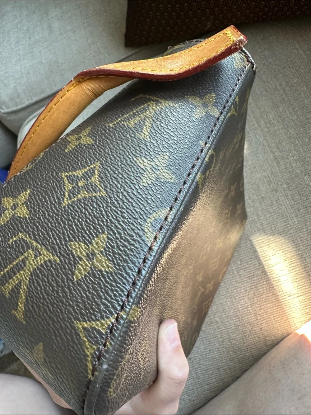 Louis Vuitton Brown Monogram Canvas Shoulder Bag Looping 90s Vintage